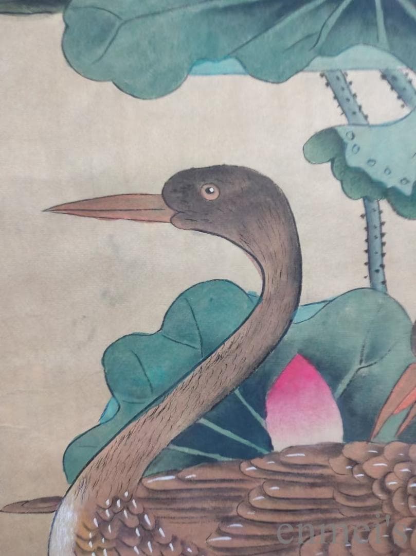 中国古美術.明時代.呂紀款.花鳥図.宣紙画.三尺手描き.肉筆.掛軸.水墨画.旧蔵