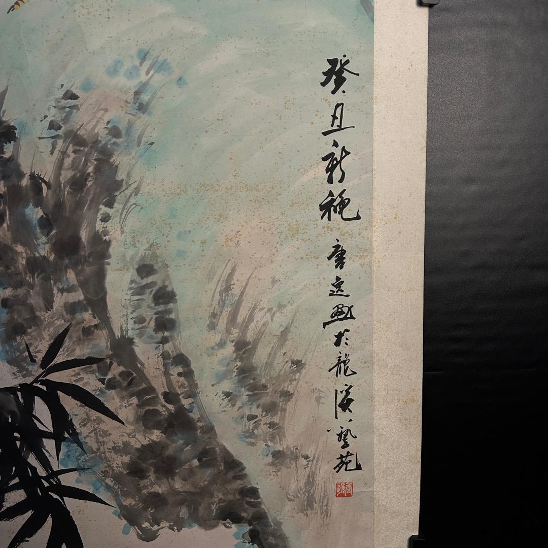 唐逸 鶏図 掛軸 中国古美術 書画QS-6