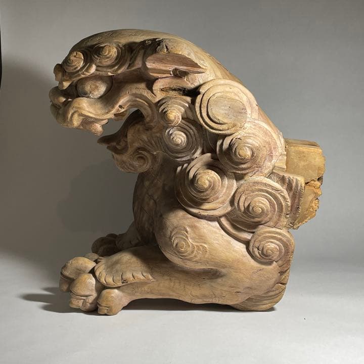 ◆希少品 木鼻獅子 木彫 仏教美術 室町時代◆