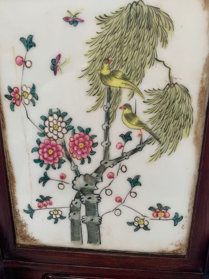 中国美術　民国时期　砚屏 陶板 送料込み